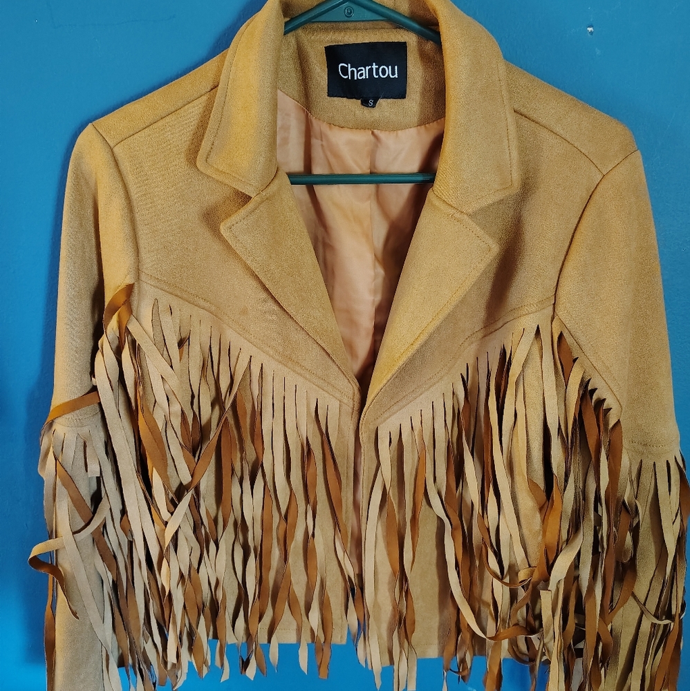 Used Tan Fringe Women's 'Chartou' Jacket. Size Small, But fits more like Medium